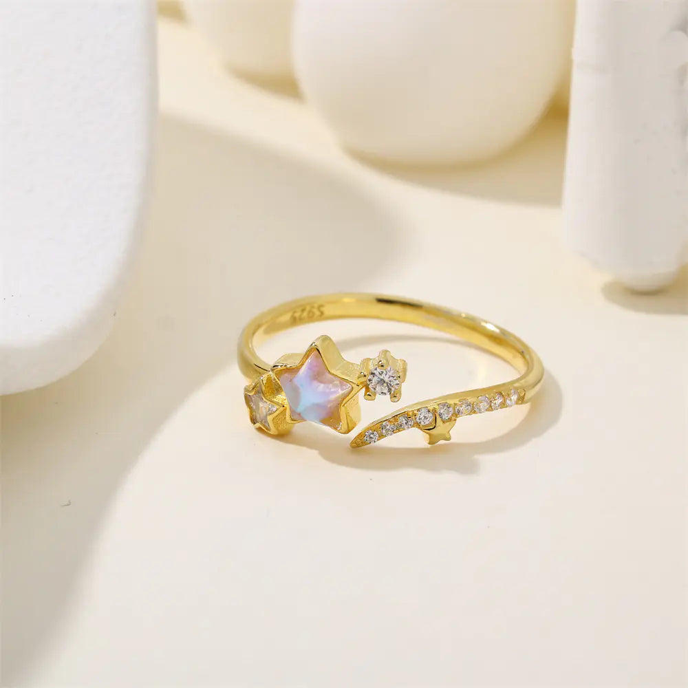 Moonstone Star 925 Sterling Silver Polished Ring