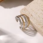Stainless Steel Four-Row Double-Color Electroplated Ring