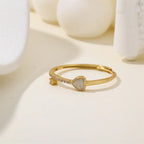 S925 Sterling Silver Heart Enamel Adjustable Ring