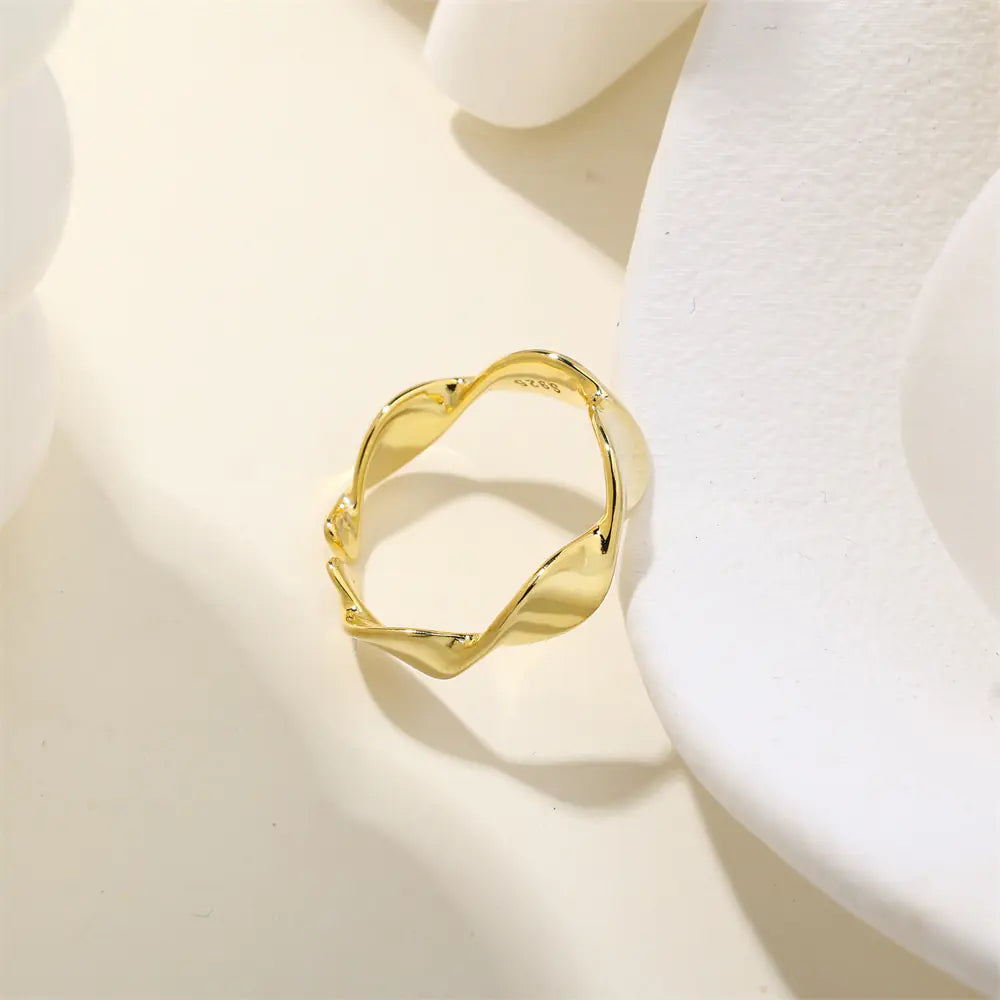 Plain S925 Sterling Silver Twisted Open Ring