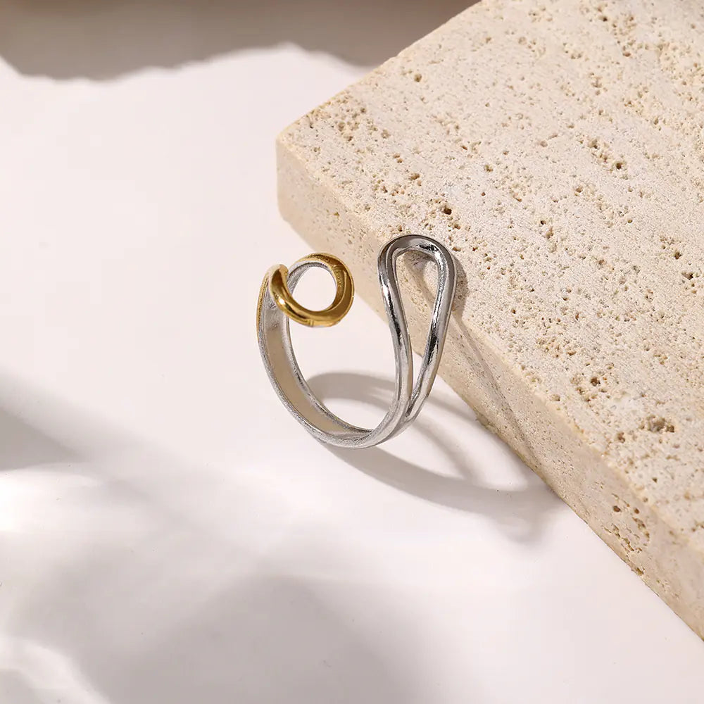 Stainless Steel Gold And White Gold Hoop Ring