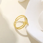 S925 Silver Double-layered Quadrilateral Star Open Ring