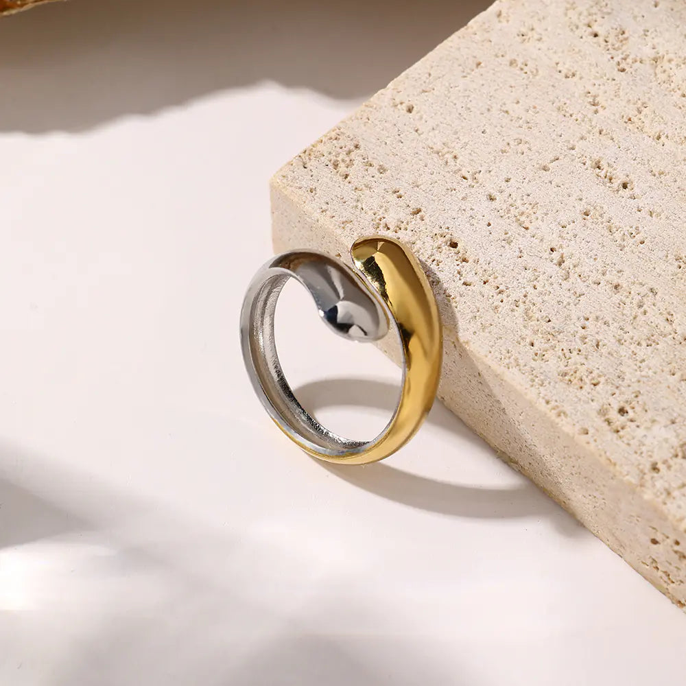 Fashion Stainless Steel Two-tone Opening Ring