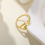 Fashion S925 Sterling Silver Hollow Heart Open Ring