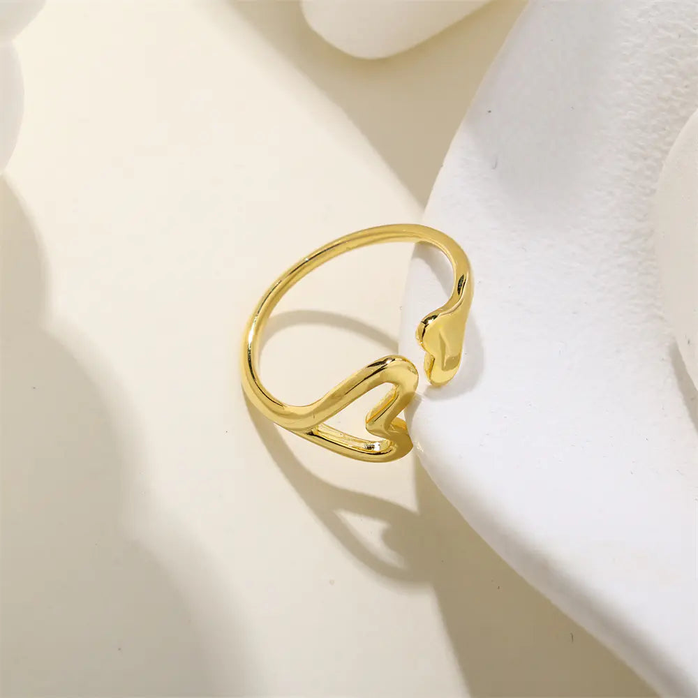 Fashion S925 Sterling Silver Hollow Heart Open Ring