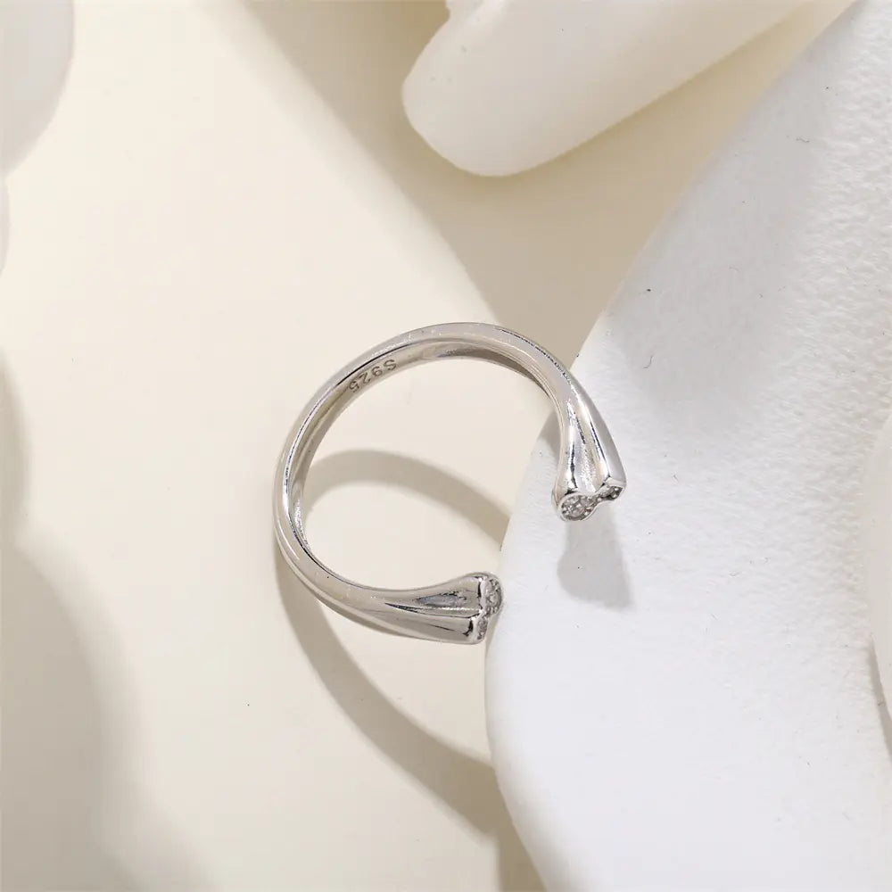 925 Sterling Silver Opening Zircon Double Color Ring
