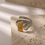 Stainless Steel Rectangular Oval Adjustable Ring