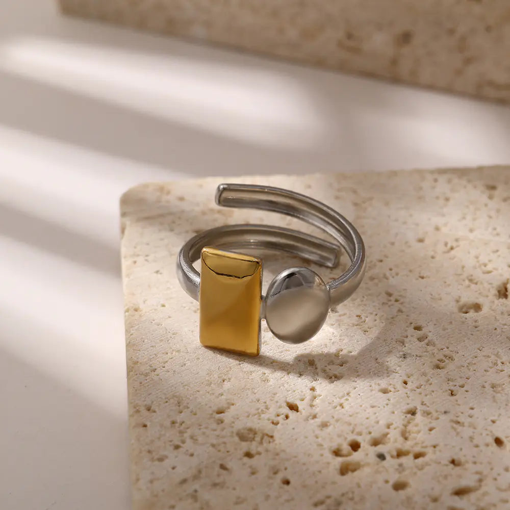 Stainless Steel Rectangular Oval Adjustable Ring