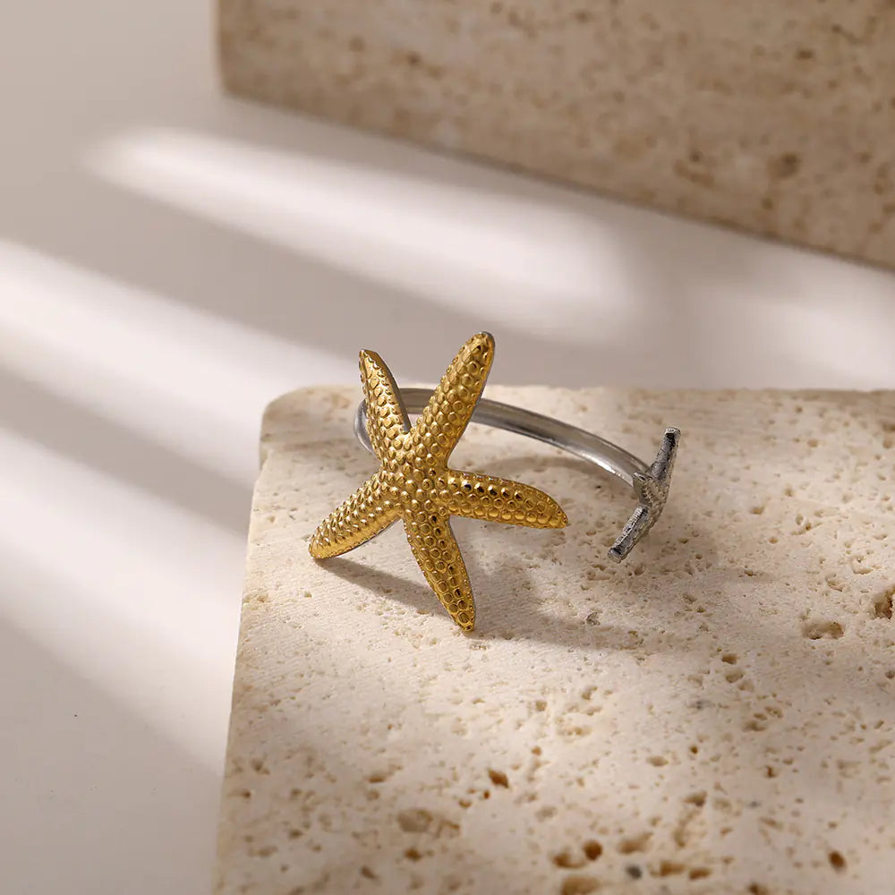 2025 Stainless Steel Starfish Two-tone Ring