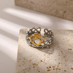 New Stainless Steel Crown Adjustable Ring