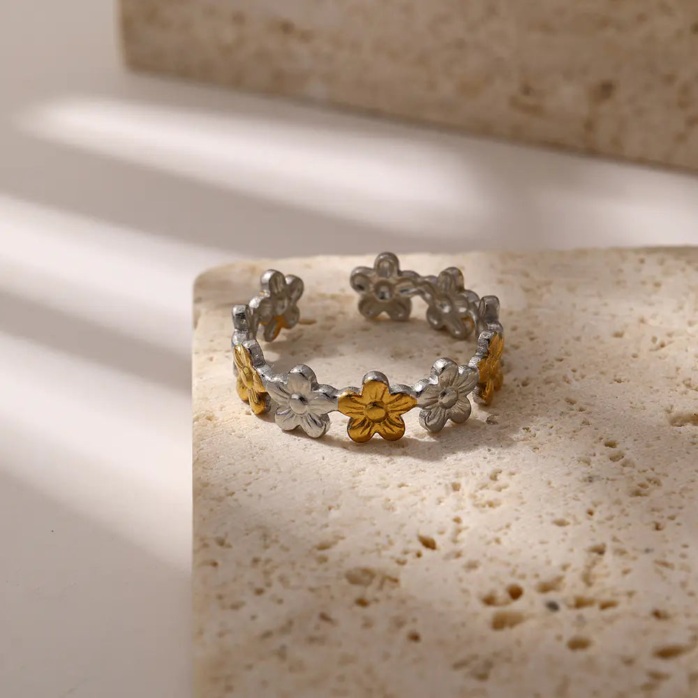 2025 Stainless Steel Flower Ring Adjustable