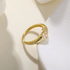 S925 Sterling Silver Oval Single CZ Open Ring