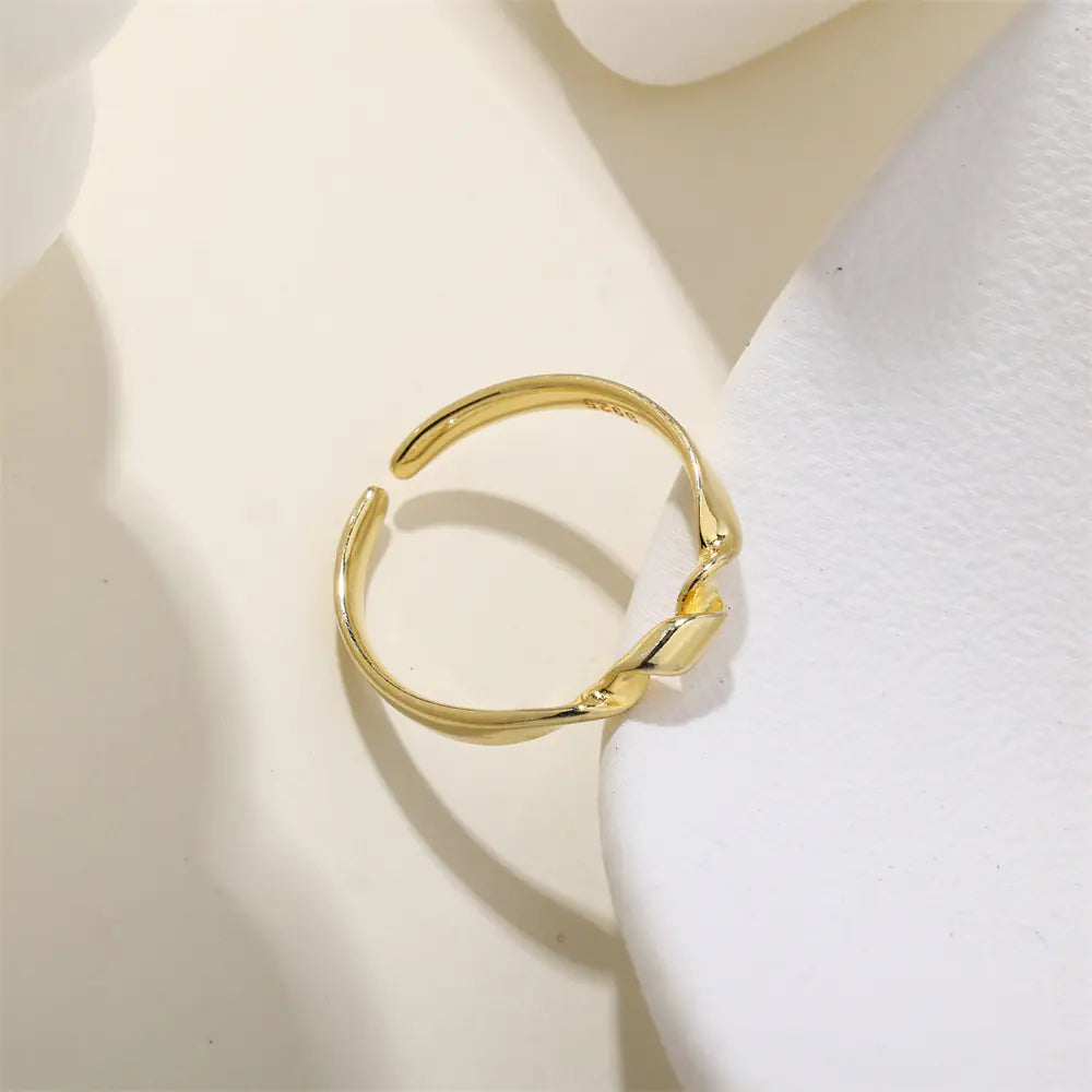 Hot S925 Sterling Silver Geometric Link Adjustable Ring