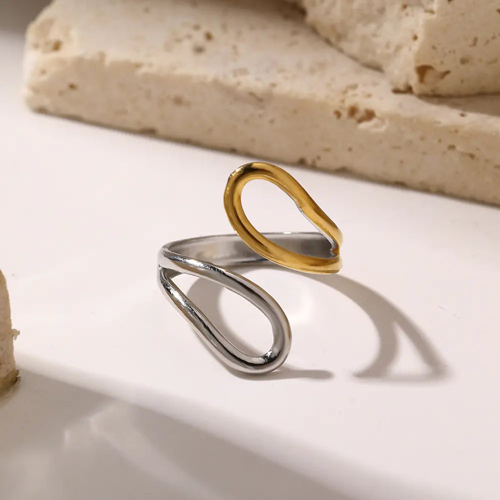 Stainless Steel Gold And White Gold Hoop Ring