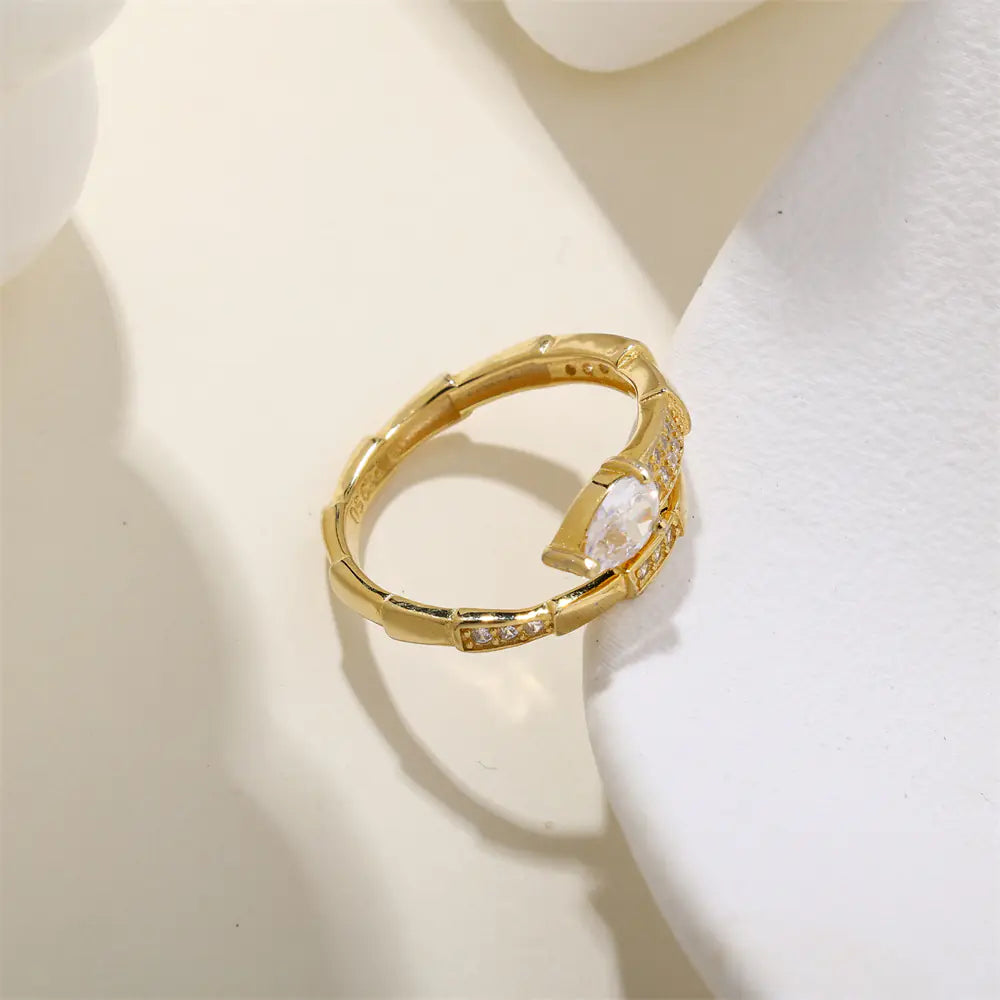 White Zicorn Snake Design 925 Sterling Silver Gold Ring