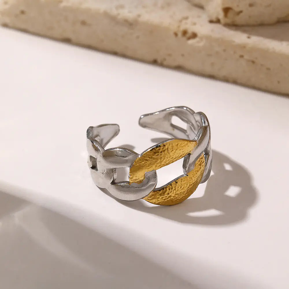 Stainless Steel Chain Two-Tone Ring