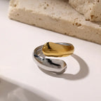 Fashion Stainless Steel Two-tone Opening Ring