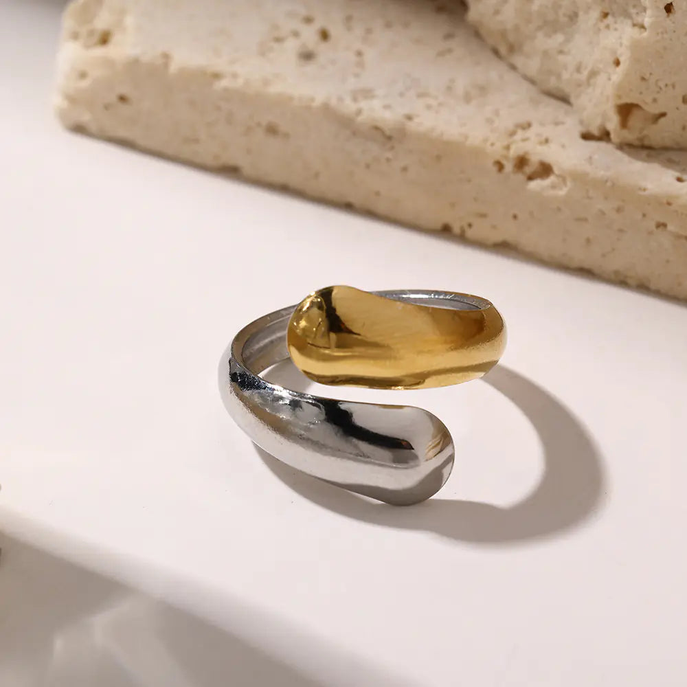 Fashion Stainless Steel Two-tone Opening Ring
