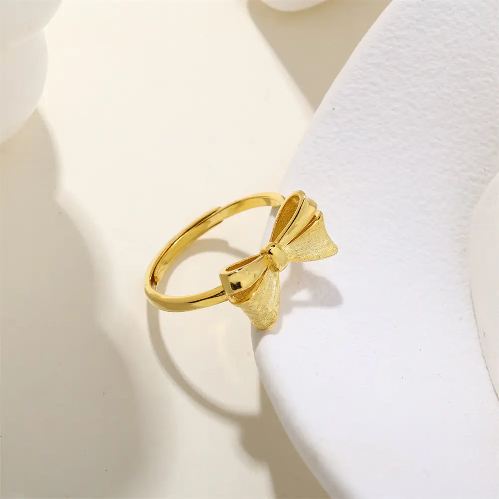 Trendy Dainty 925 Silver Chic Shiny Bow Ring