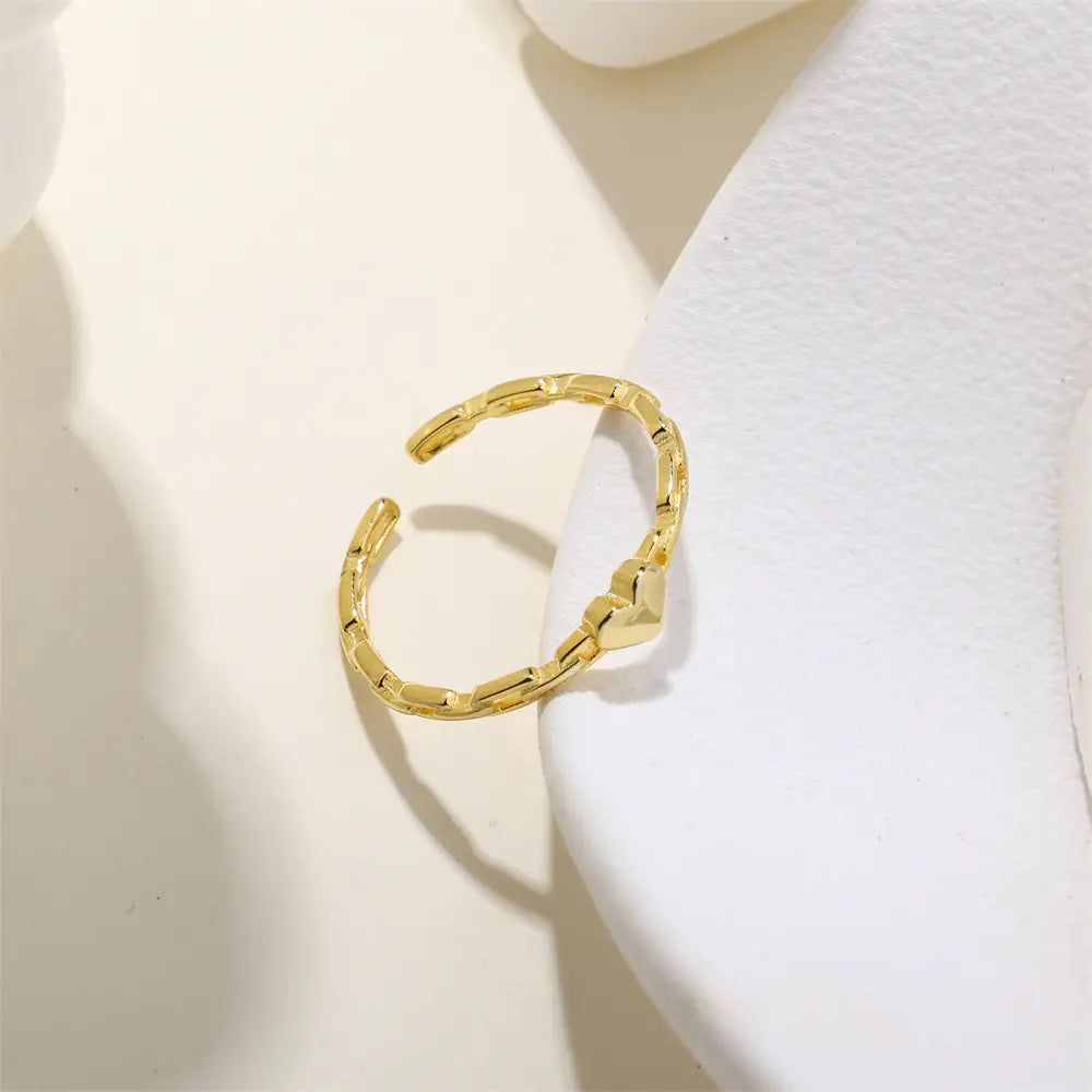 Heart Opening 925 Sterling Silver CZ 18K Gold Ring