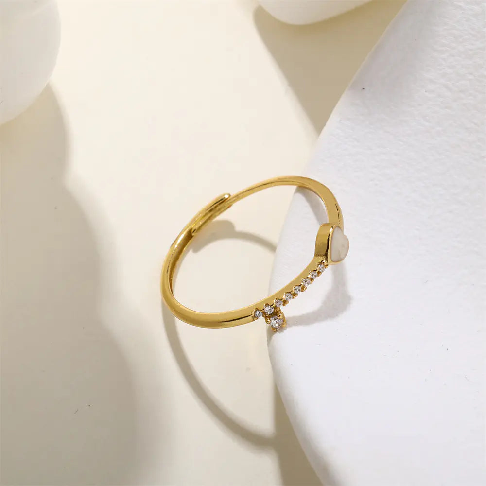 S925 Sterling Silver Heart Enamel Adjustable Ring