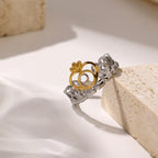 New Stainless Steel Crown Adjustable Ring