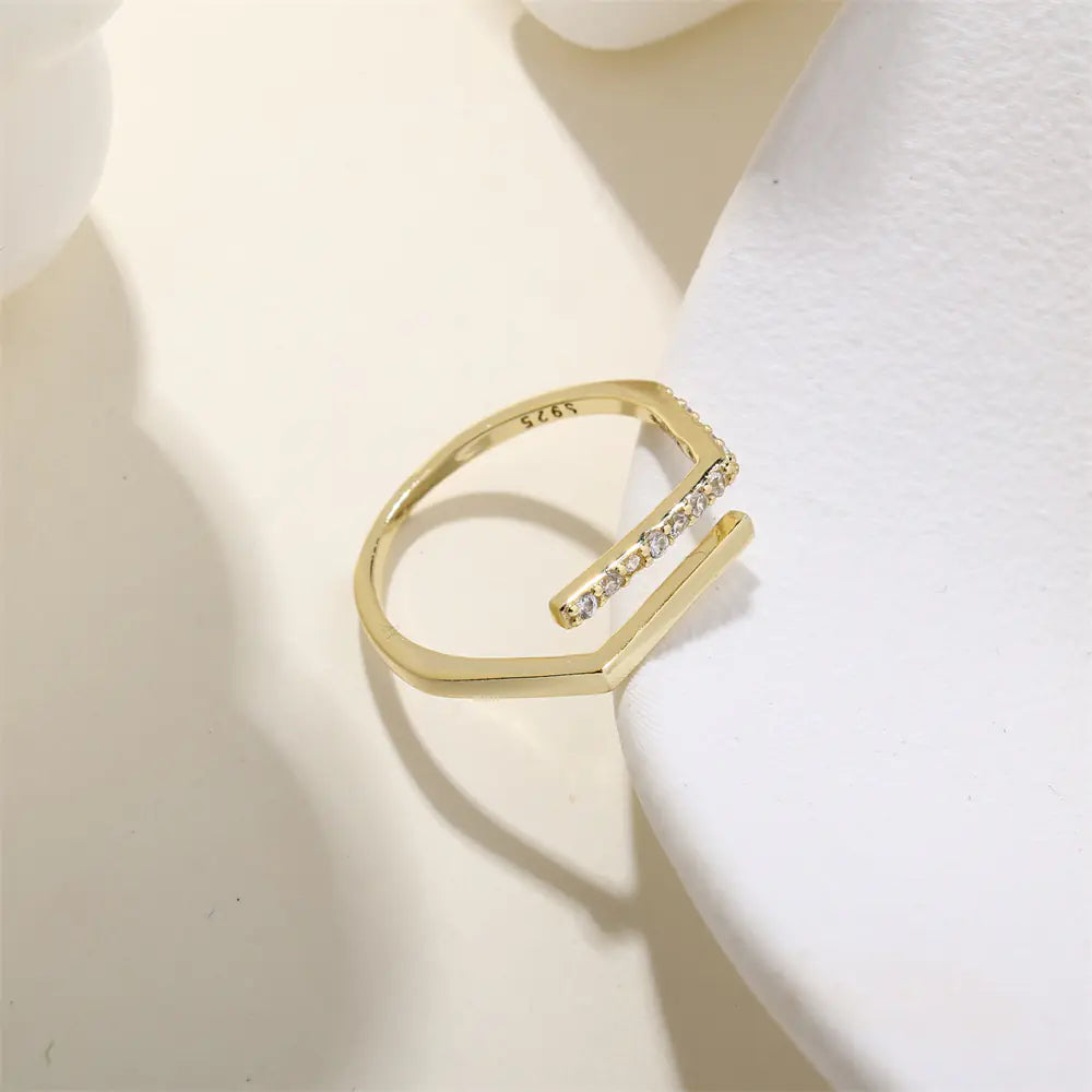925 Sterling Silver CZ Gold Plated Color Ring