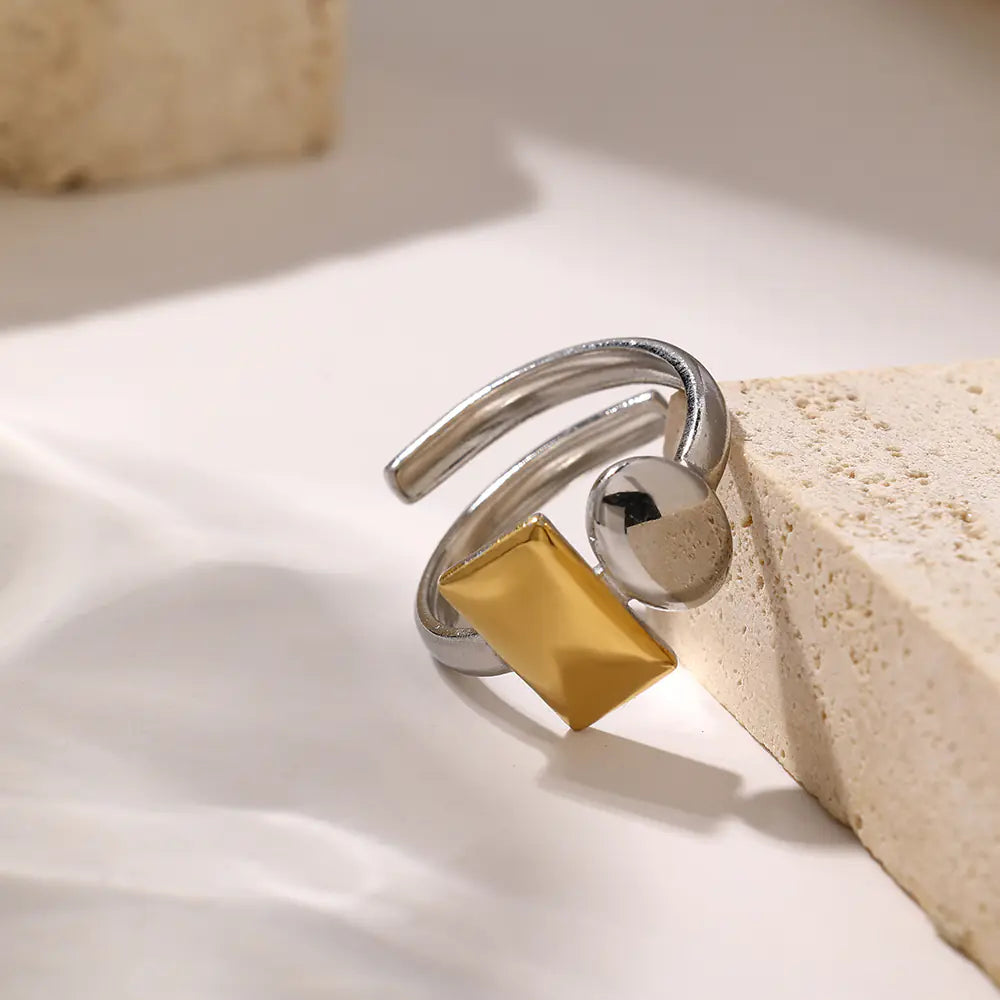 Stainless Steel Rectangular Oval Adjustable Ring