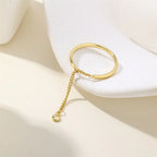 S925 silver Bead-shaped Chain Adjustable Gold Ring