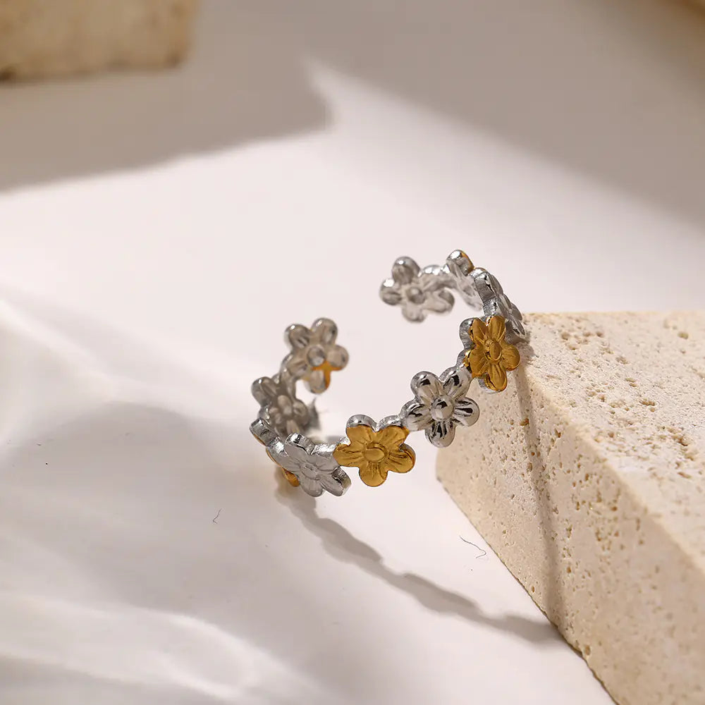 2025 Stainless Steel Flower Ring Adjustable