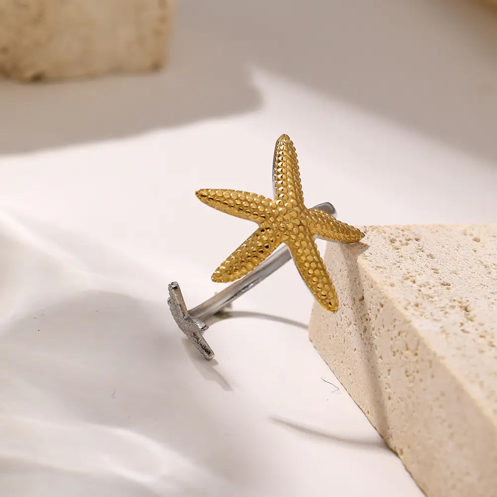 2025 Stainless Steel Starfish Two-tone Ring