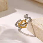 Stainless Steel Gold And Silver Adjustable Ring