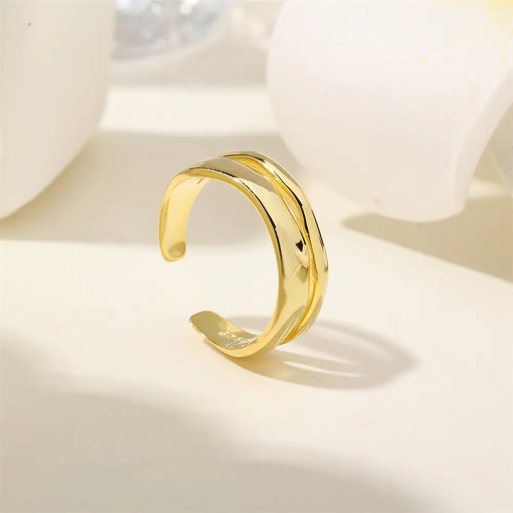 925 Sterling Silver Chunky Rings Irregular Double Layer