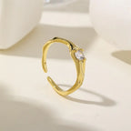 S925 Sterling Silver Irregular Micro Pave Ring