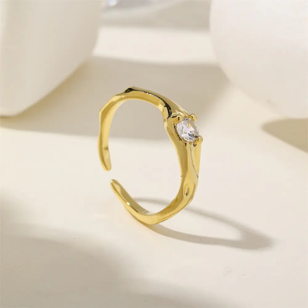 S925 Sterling Silver Irregular Micro Pave Ring