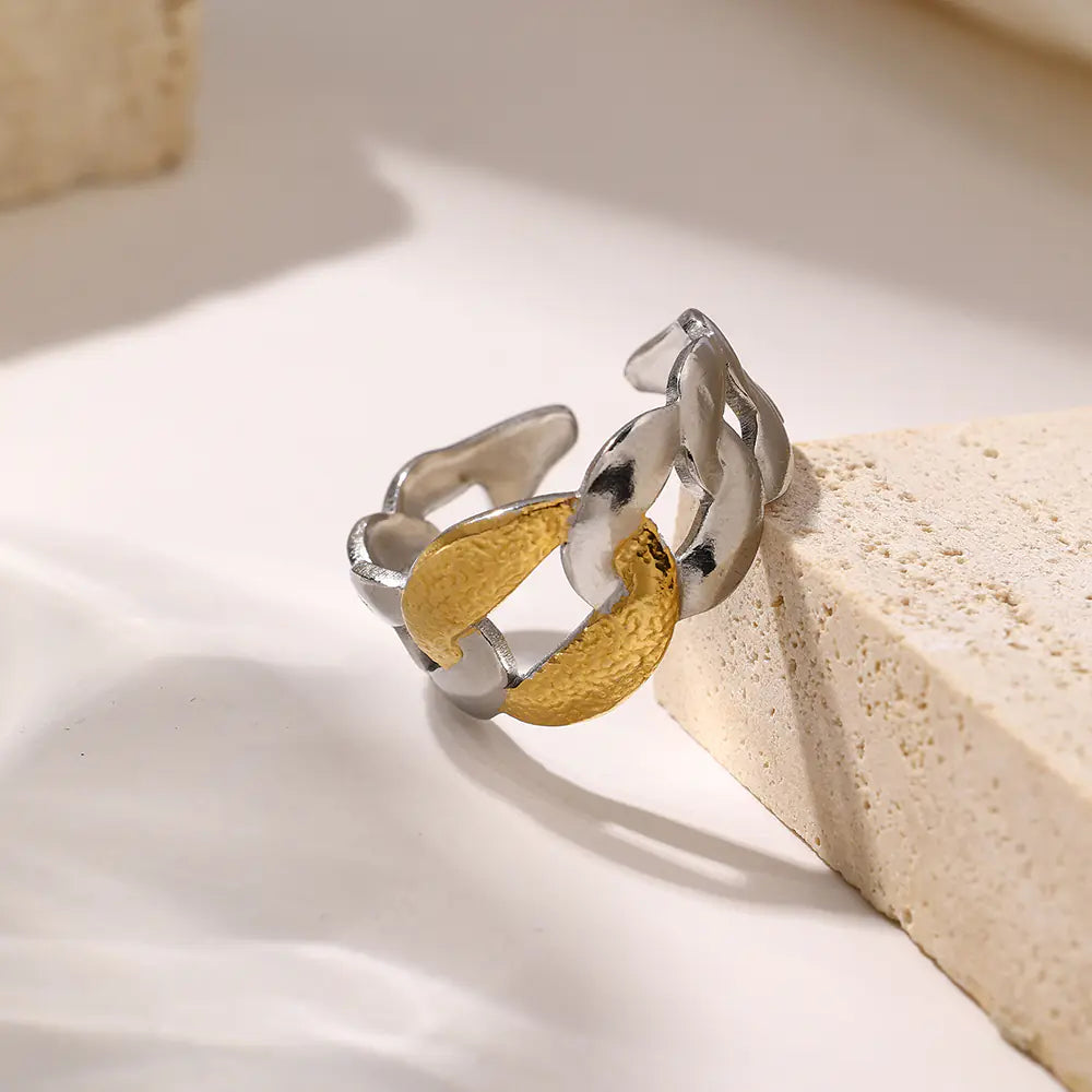 Stainless Steel Chain Two-Tone Ring