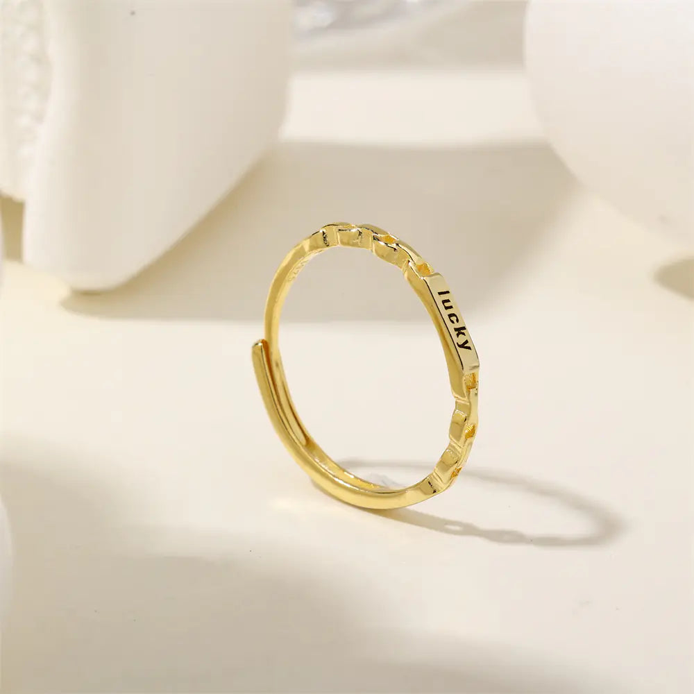 Custom Letter 925 Sterling Silver Branch Adjustable Ring