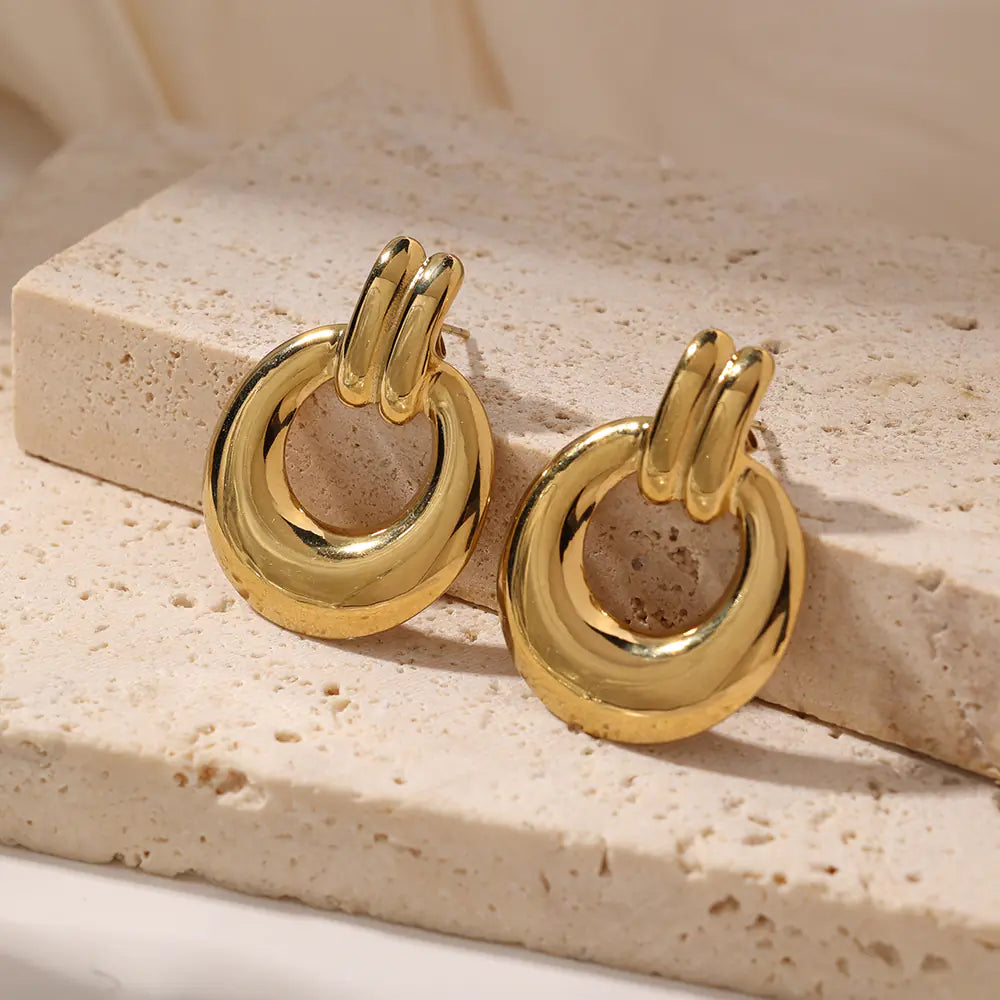Fashion 18k Gold Plated Stainless Steel Earring