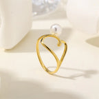 S925 Sterling Silver Lined Shell Pearl Adjustable Ring