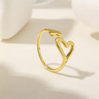 Fashion S925 Sterling Silver Hollow Heart Open Ring