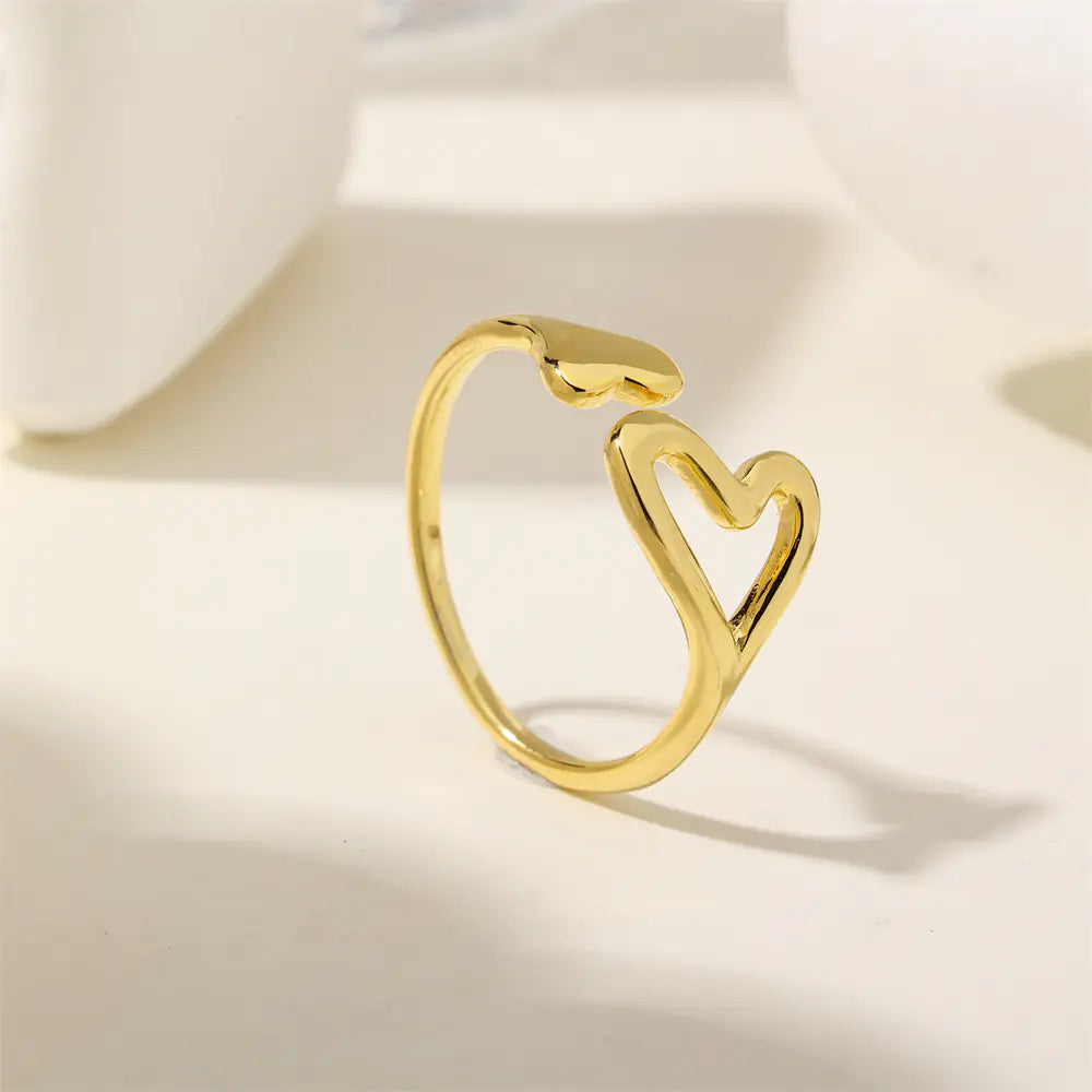 Fashion S925 Sterling Silver Hollow Heart Open Ring