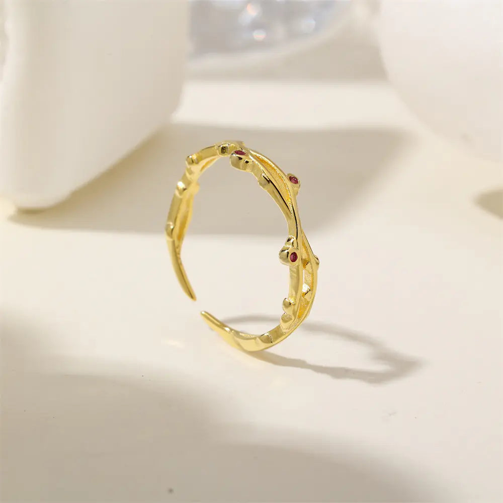 925 Sterling Silver Flower Branch Open Rings