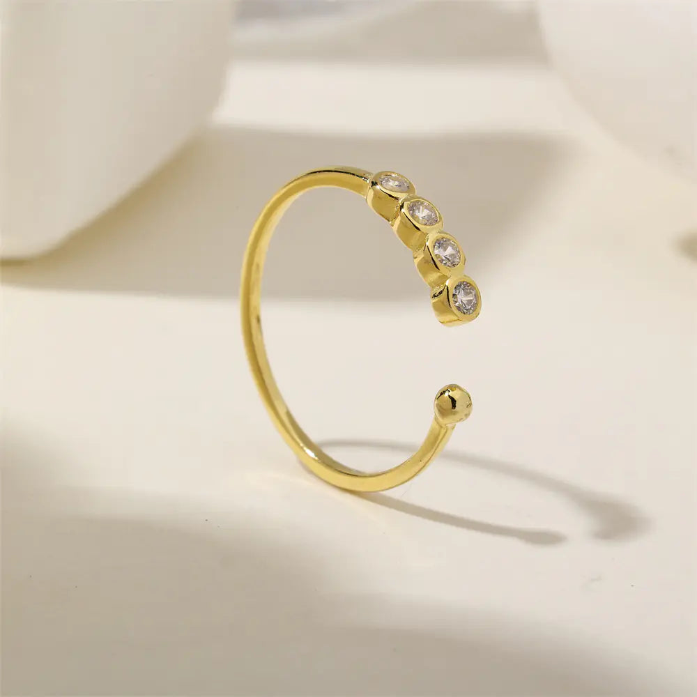 Fashion Silver Eternity Adjustable Diamond Open Rings