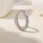 Fashion 925 Silver Geometry Round Zircon Ring