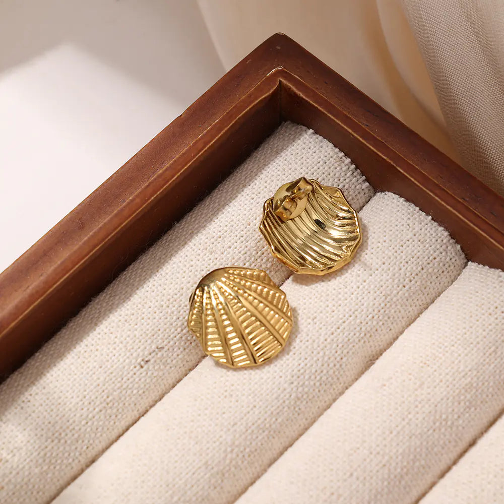 Ocean Style Sea Shell Stainless Steel Studs Earrings