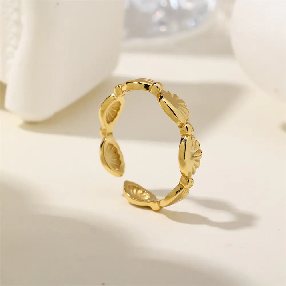 S925 Sterling Silver Shell-Inspired Fan-Shaped Ring