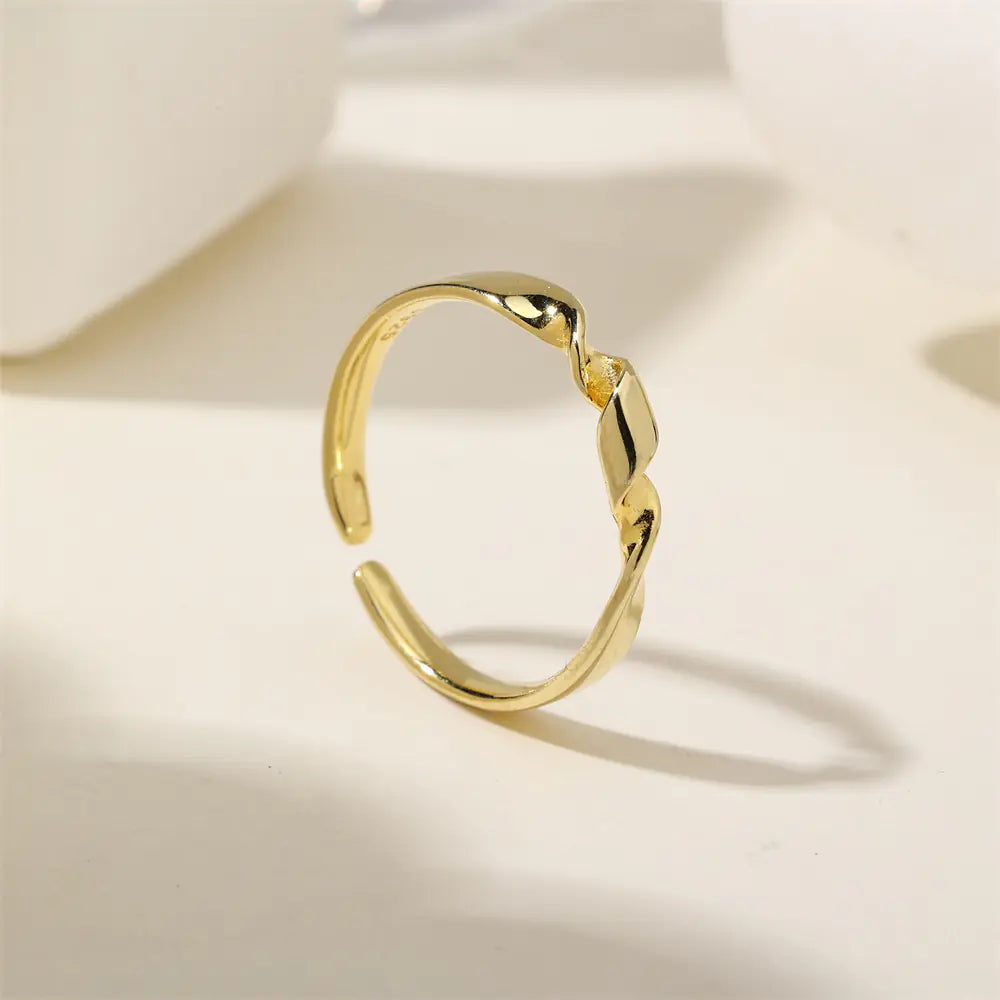 Hot S925 Sterling Silver Geometric Link Adjustable Ring