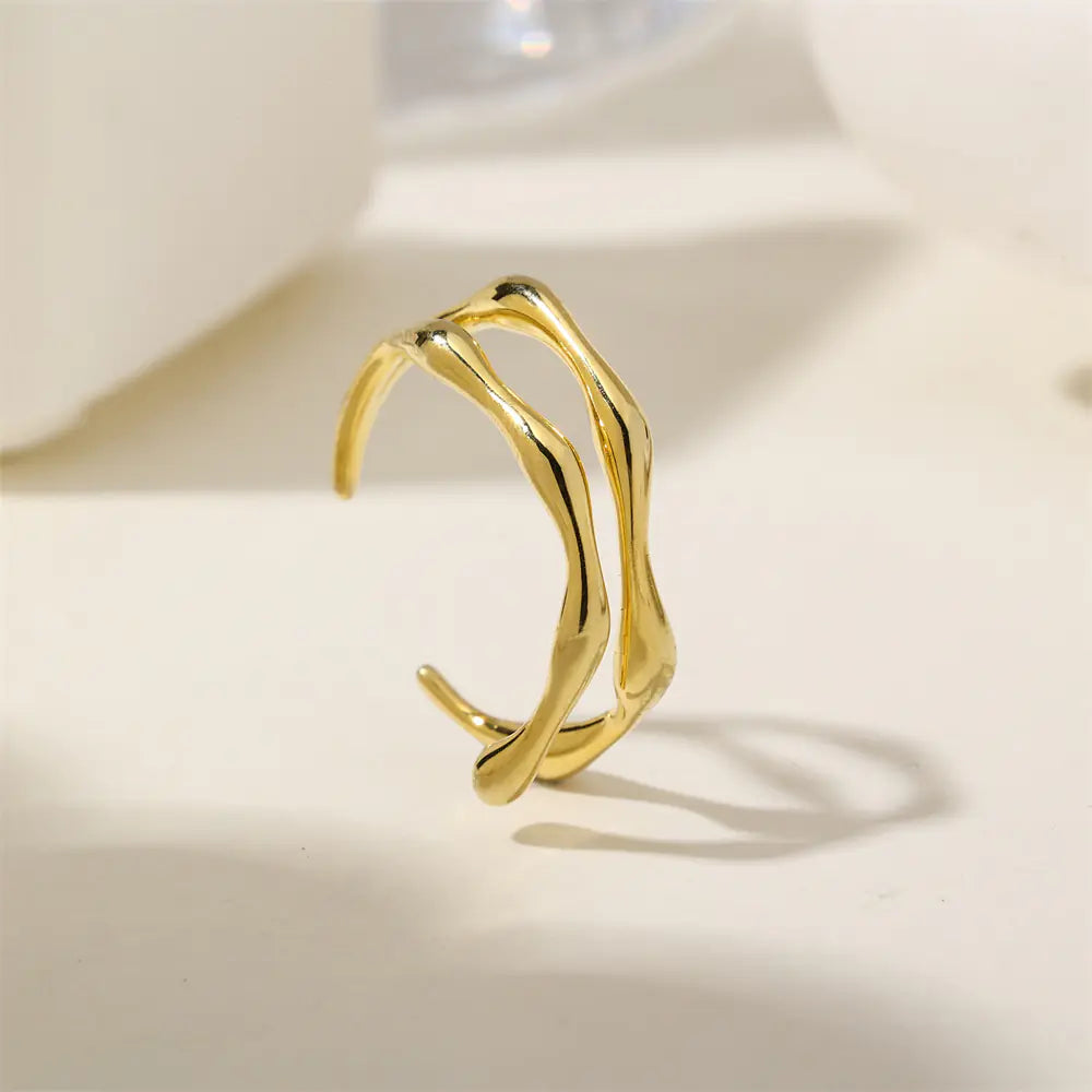 S925 Silver Simple Adjustable Irregular Ring