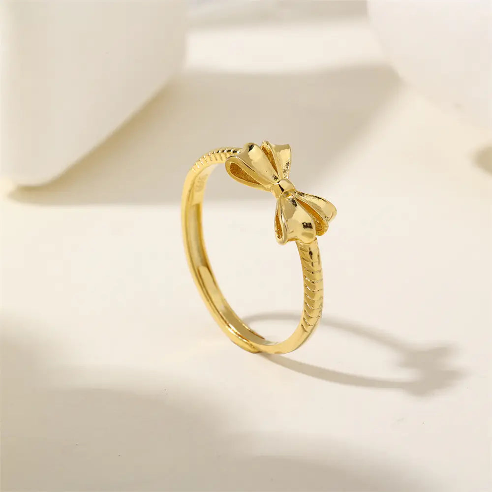 Trendy Dainty 925 Silver Chic Shiny Bow Ring