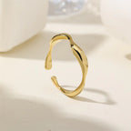 925 Sterling Silver Gold Plated Wave CZ Ring